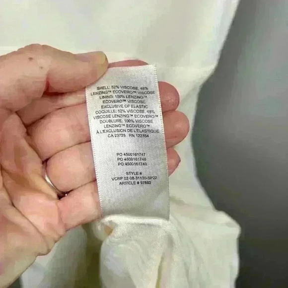 ARITZIA Cowl Neck Strappy A Line Mini Slip Dress White Cream Smocked Back  M - Picture 5 of 10